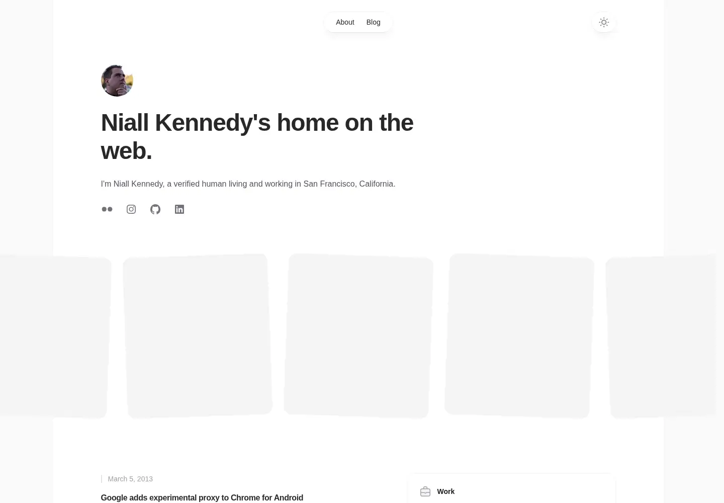 Captured homepage of niallkennedy.com in the current scan