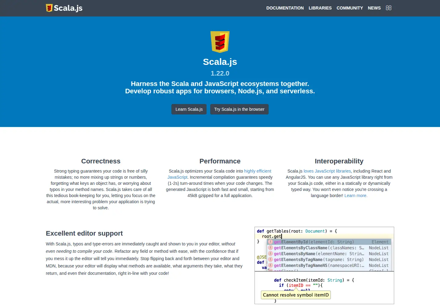 Screenshot of scala-js.org