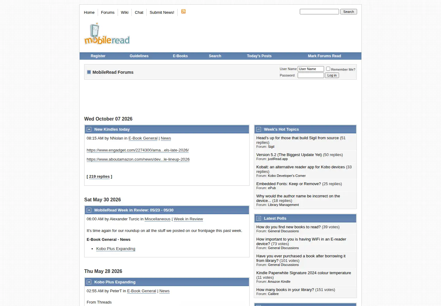 Screenshot of mobileread.com