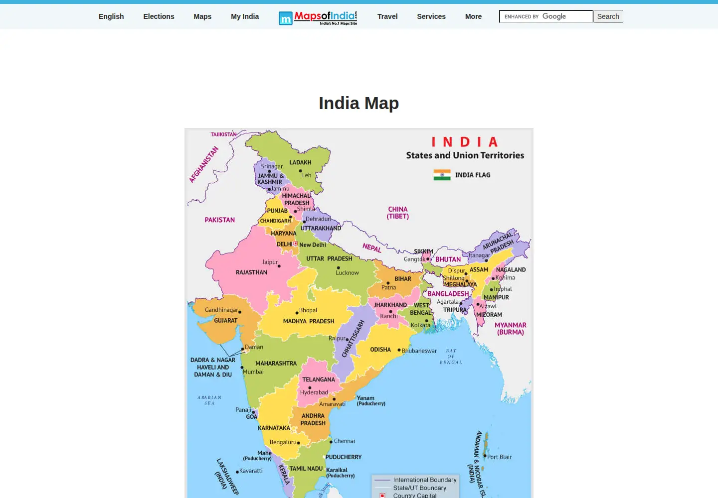 Screenshot of mapsofindia.com