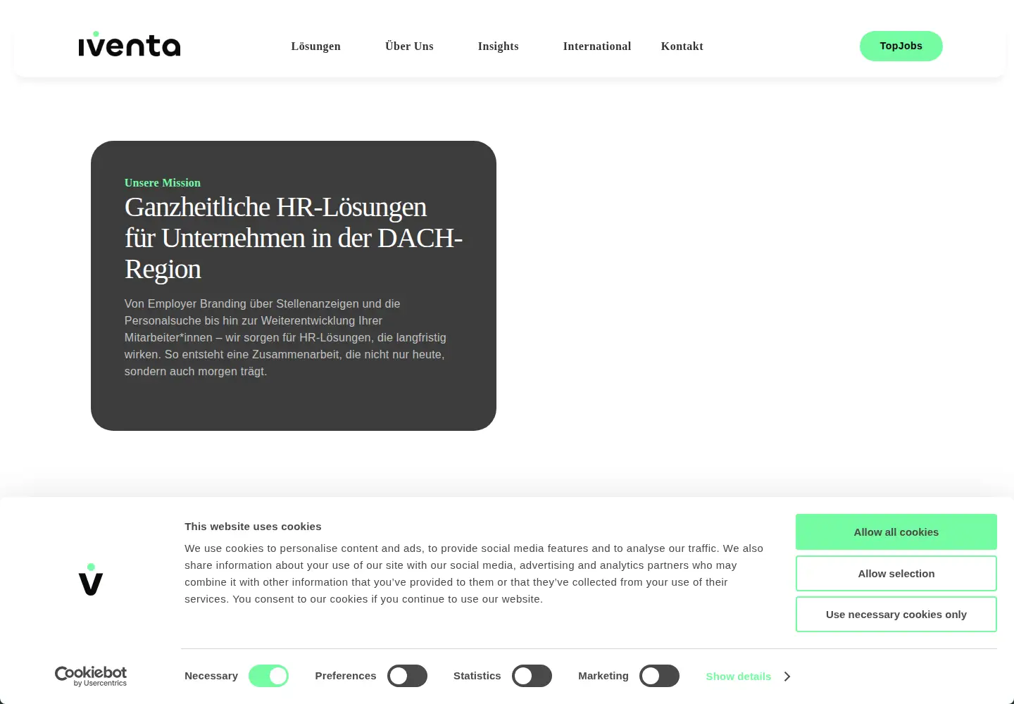 Captured homepage of iventa.eu in the current scan
