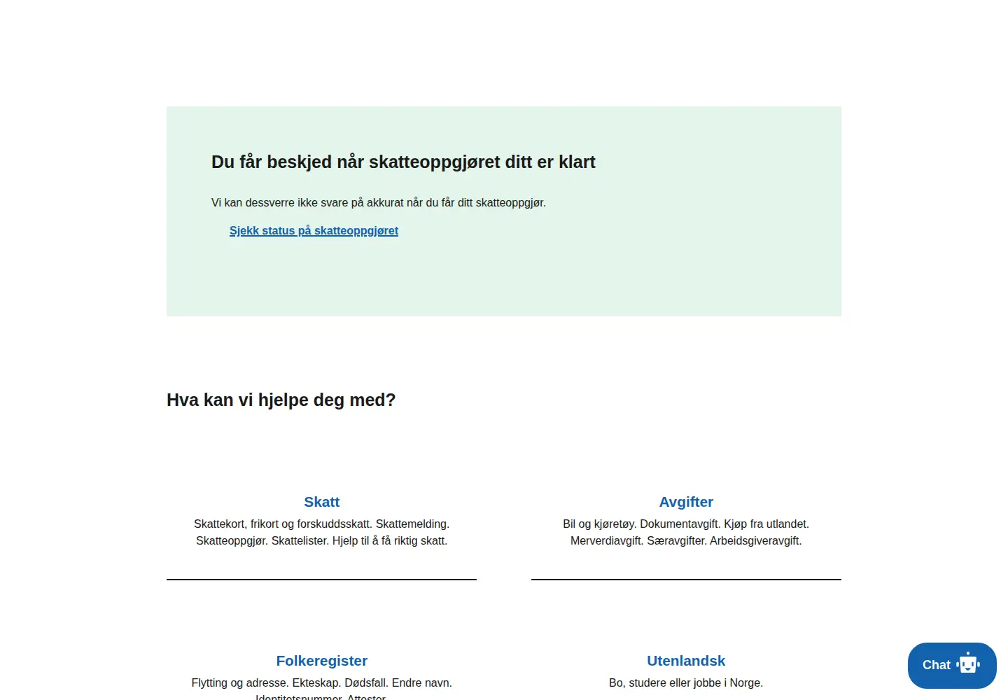 Captured homepage of skatteetaten.no in the current scan