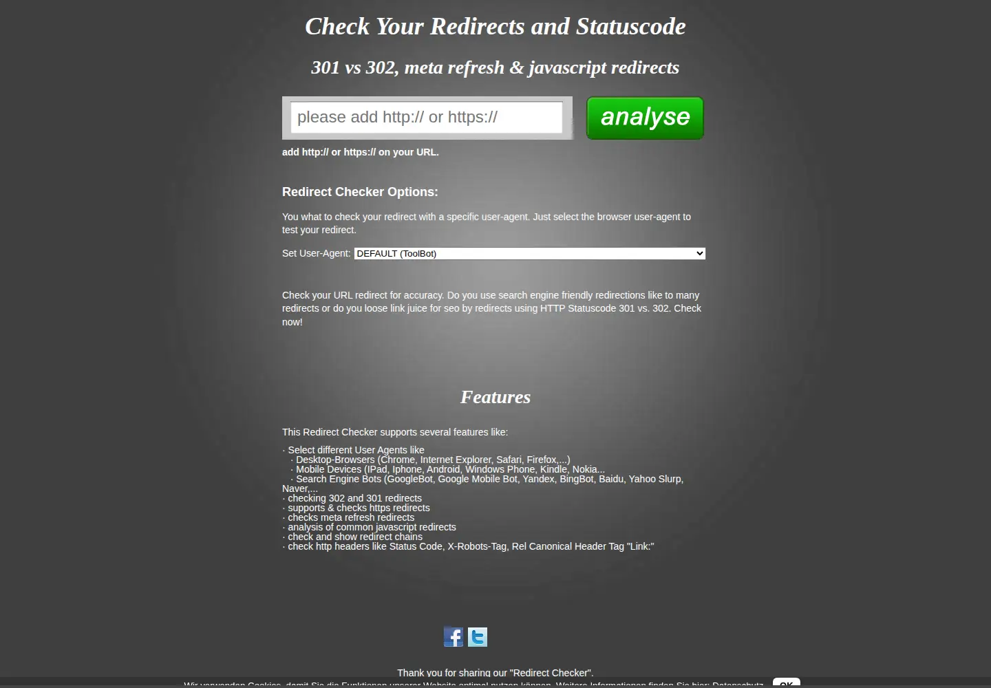 Screenshot of redirect-checker.org