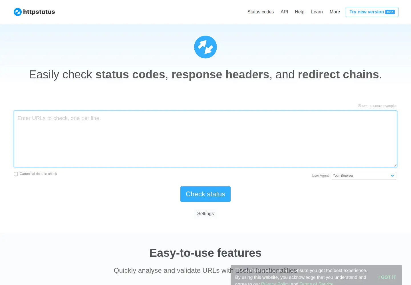 Screenshot of httpstatus.io