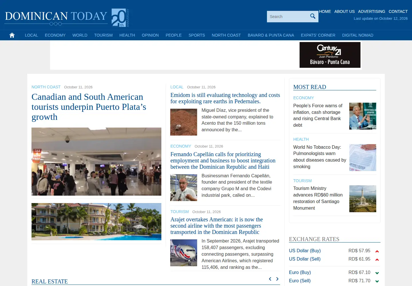 Screenshot of dominicantoday.com