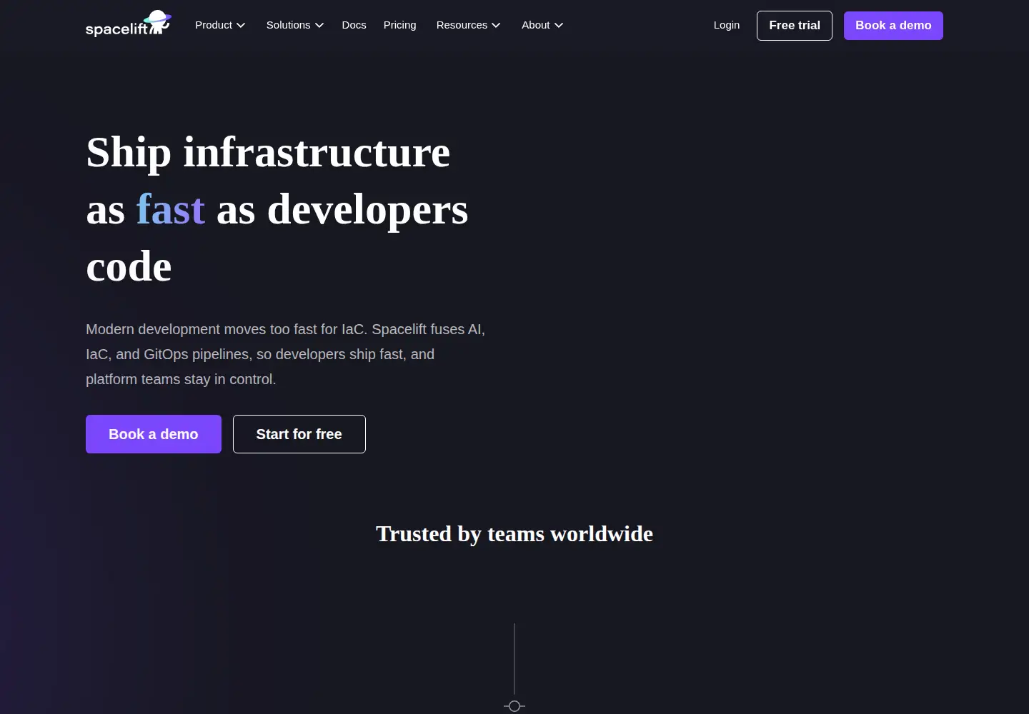 Captured homepage of spacelift.io in the current scan