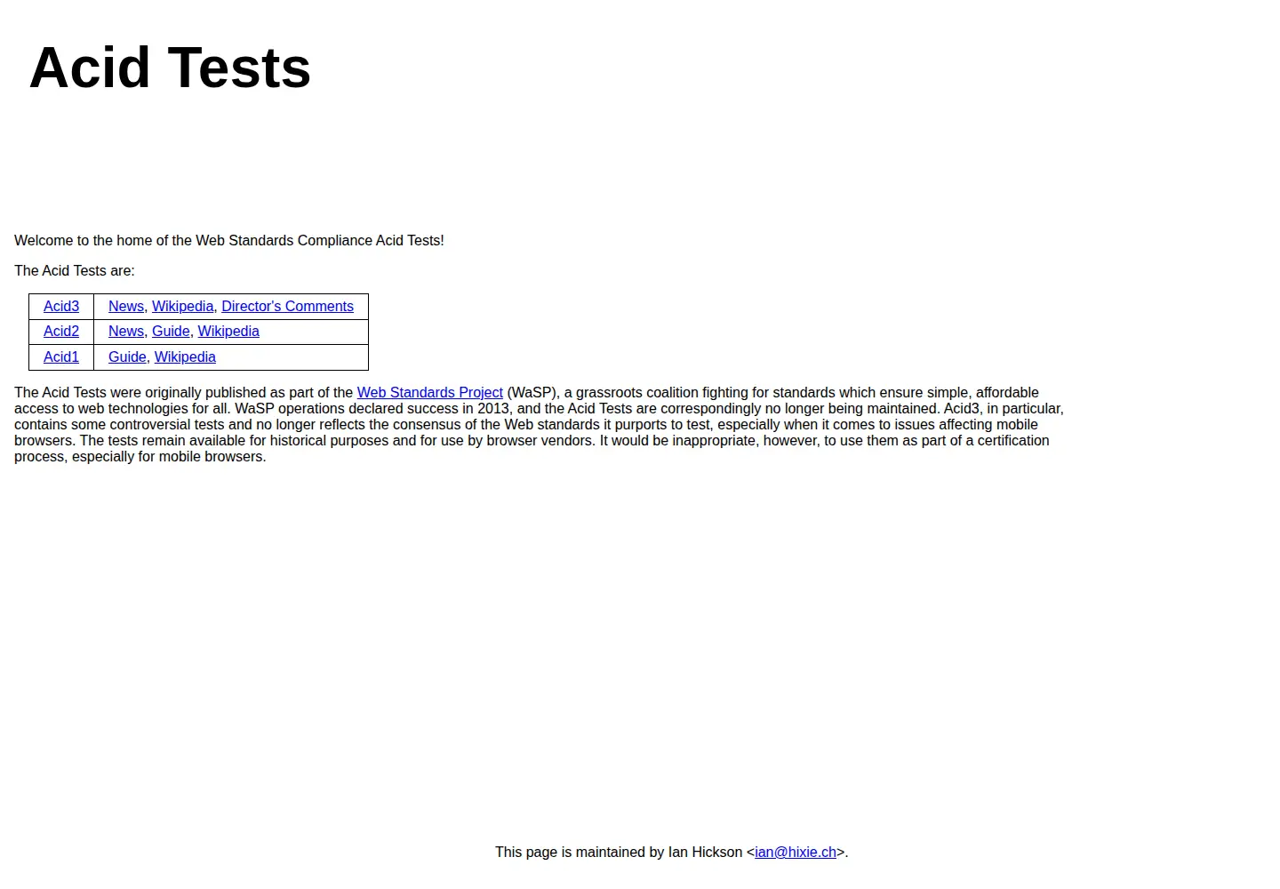 Screenshot of acidtests.org