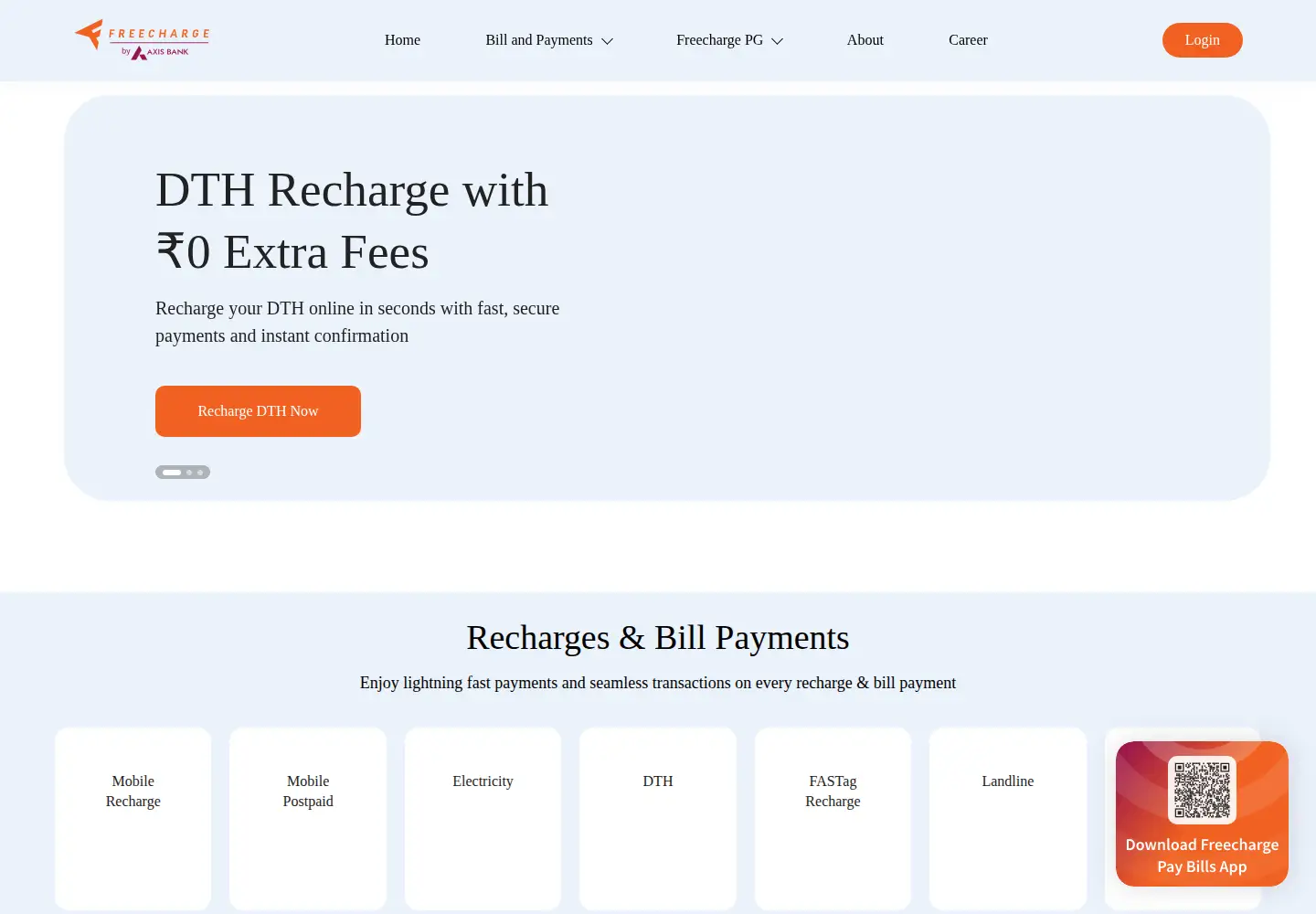 Captured homepage of freecharge.in in the current scan