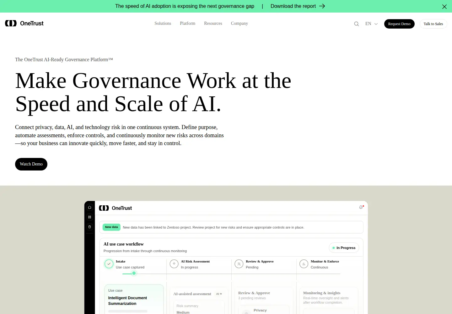 Screenshot of onetrust.com