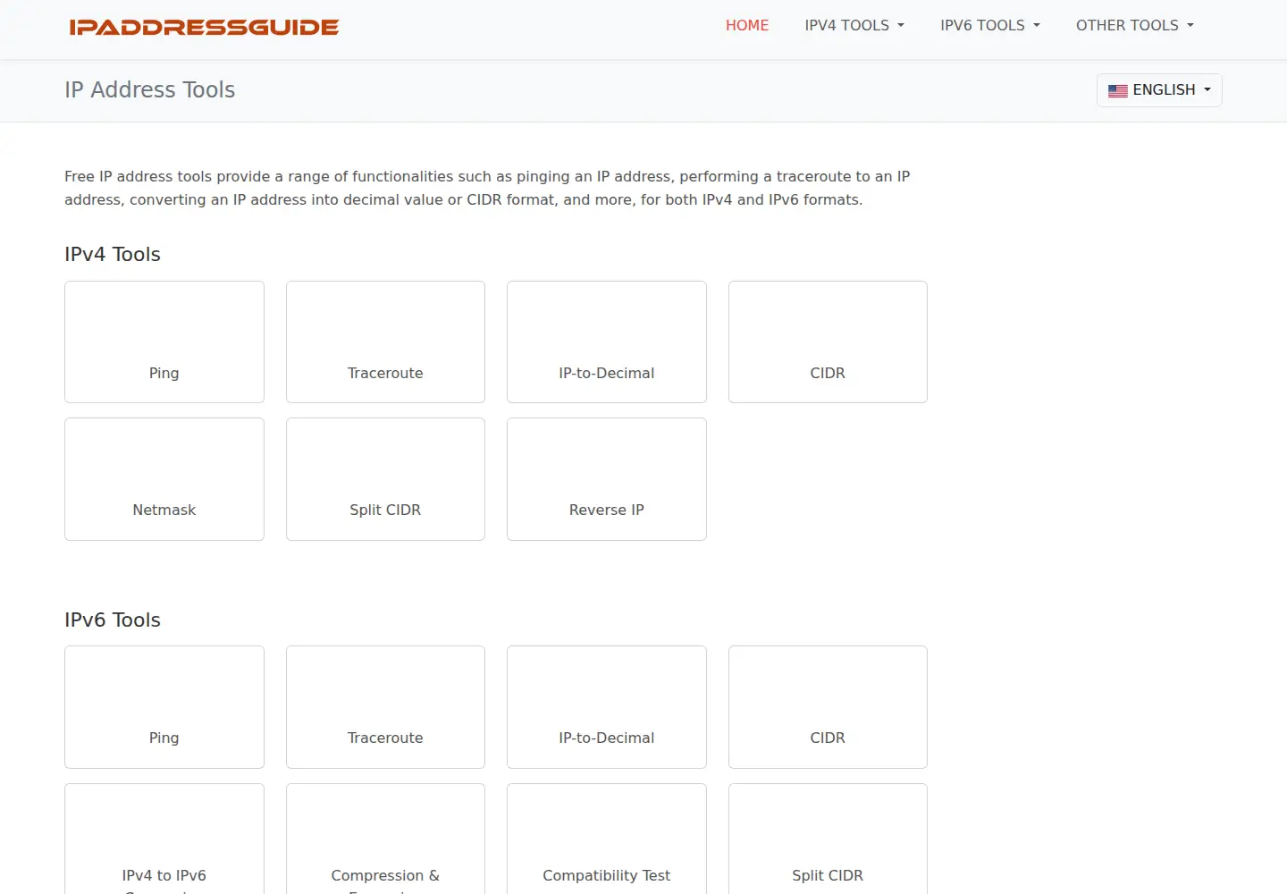 Screenshot of ipaddressguide.com