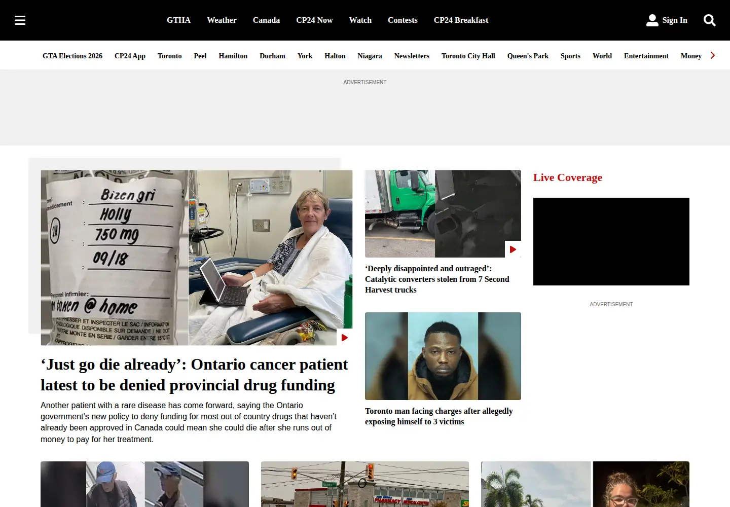 Captured homepage of cp24.com in the current scan