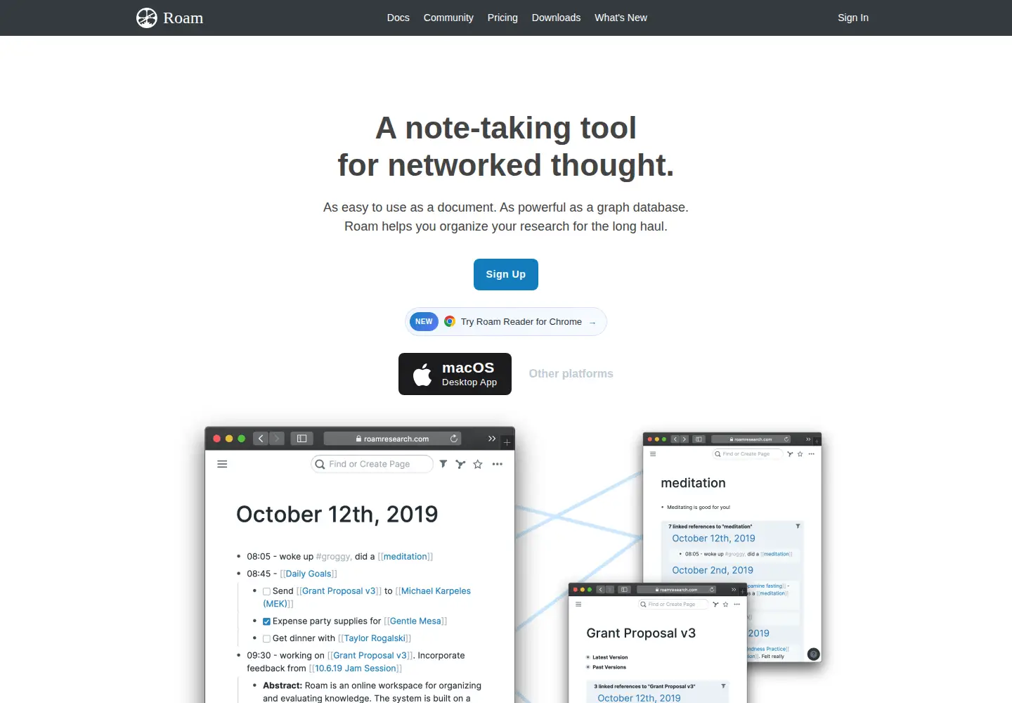 Screenshot of roamresearch.com