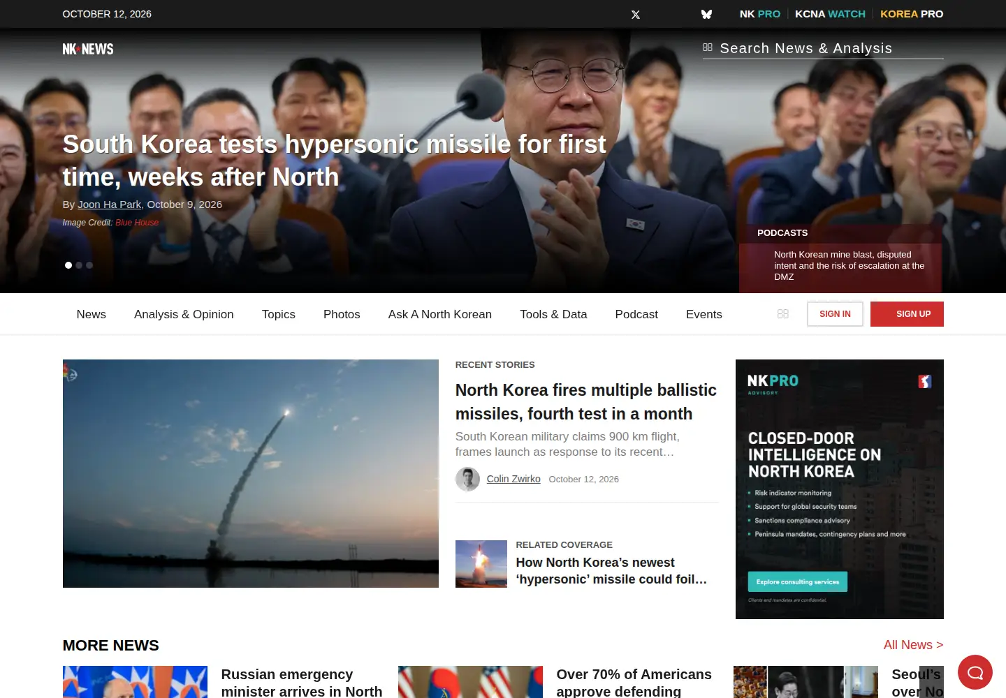 Captured homepage of nknews.org in the current scan