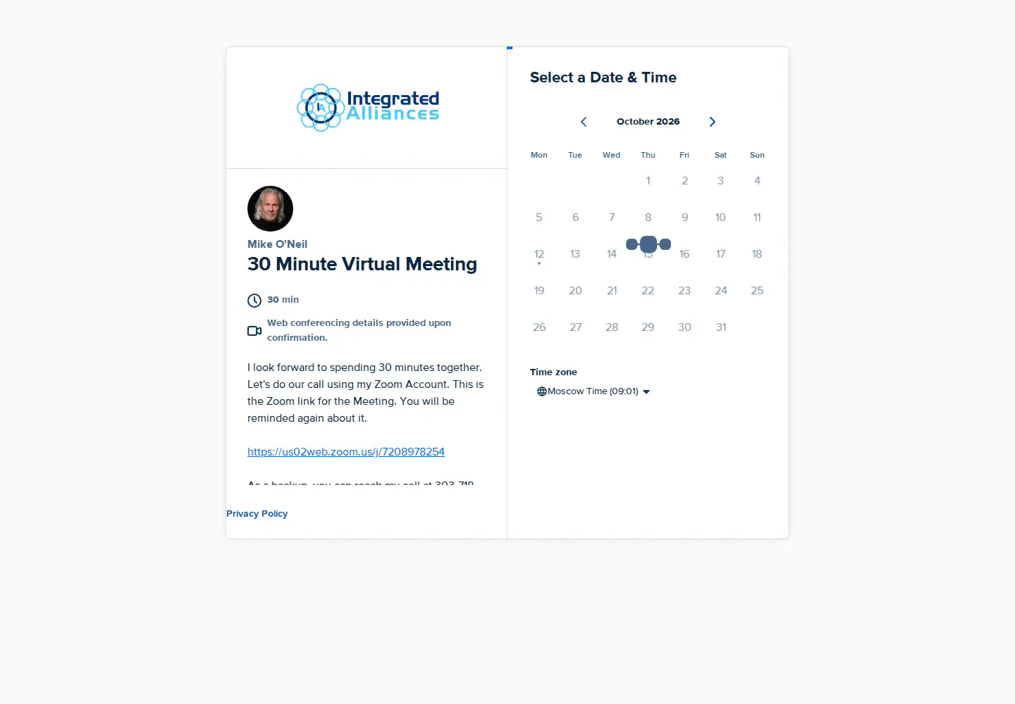 Screenshot of schedulewithmike.com