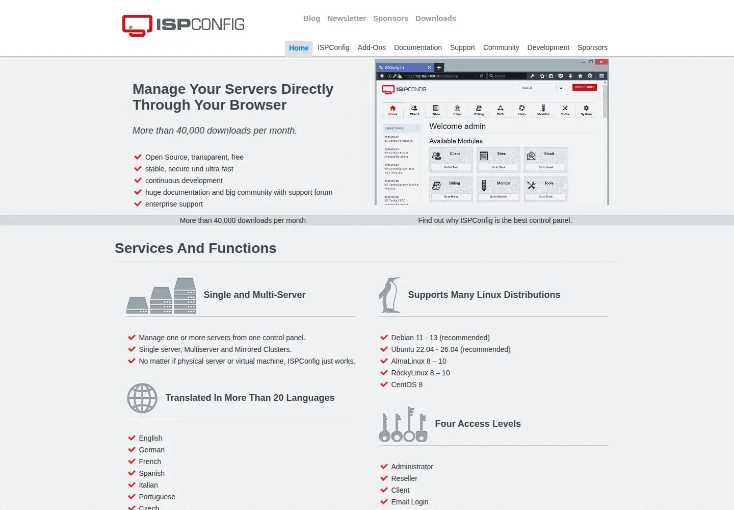 Screenshot of ispconfig.org