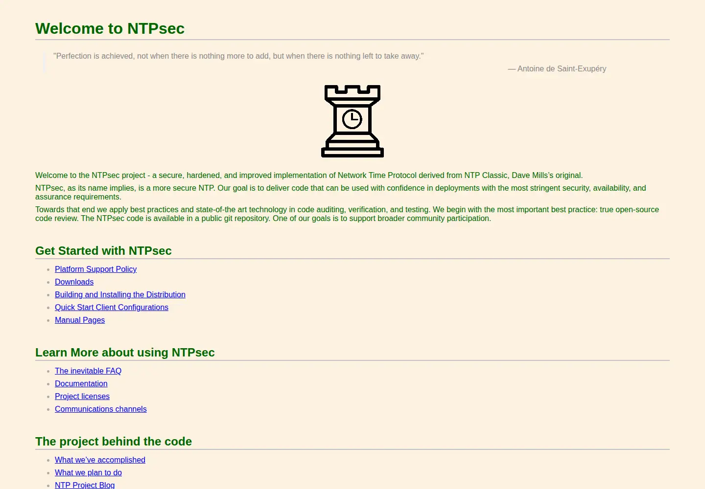 Screenshot of ntpsec.org
