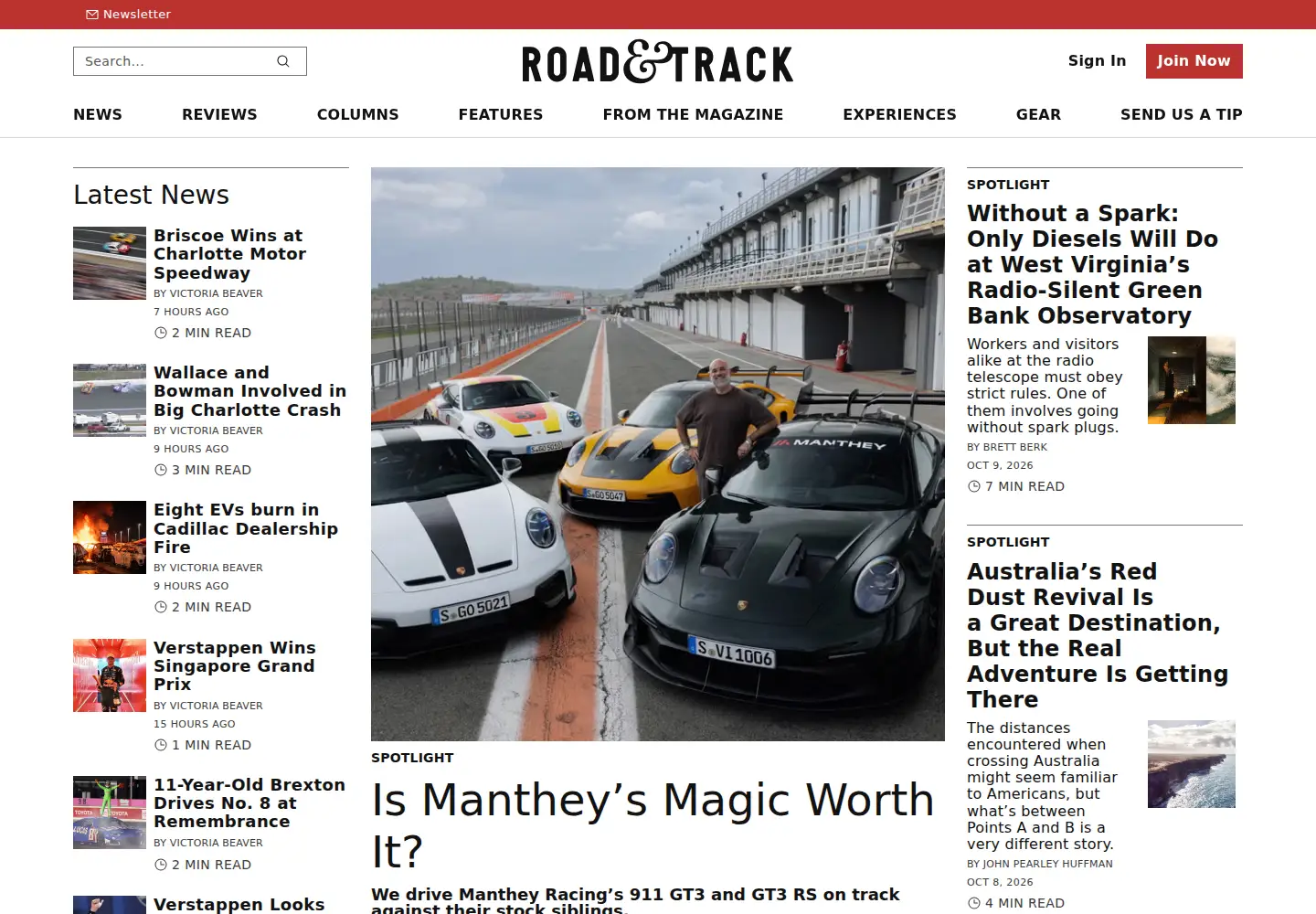 Screenshot of roadandtrack.com