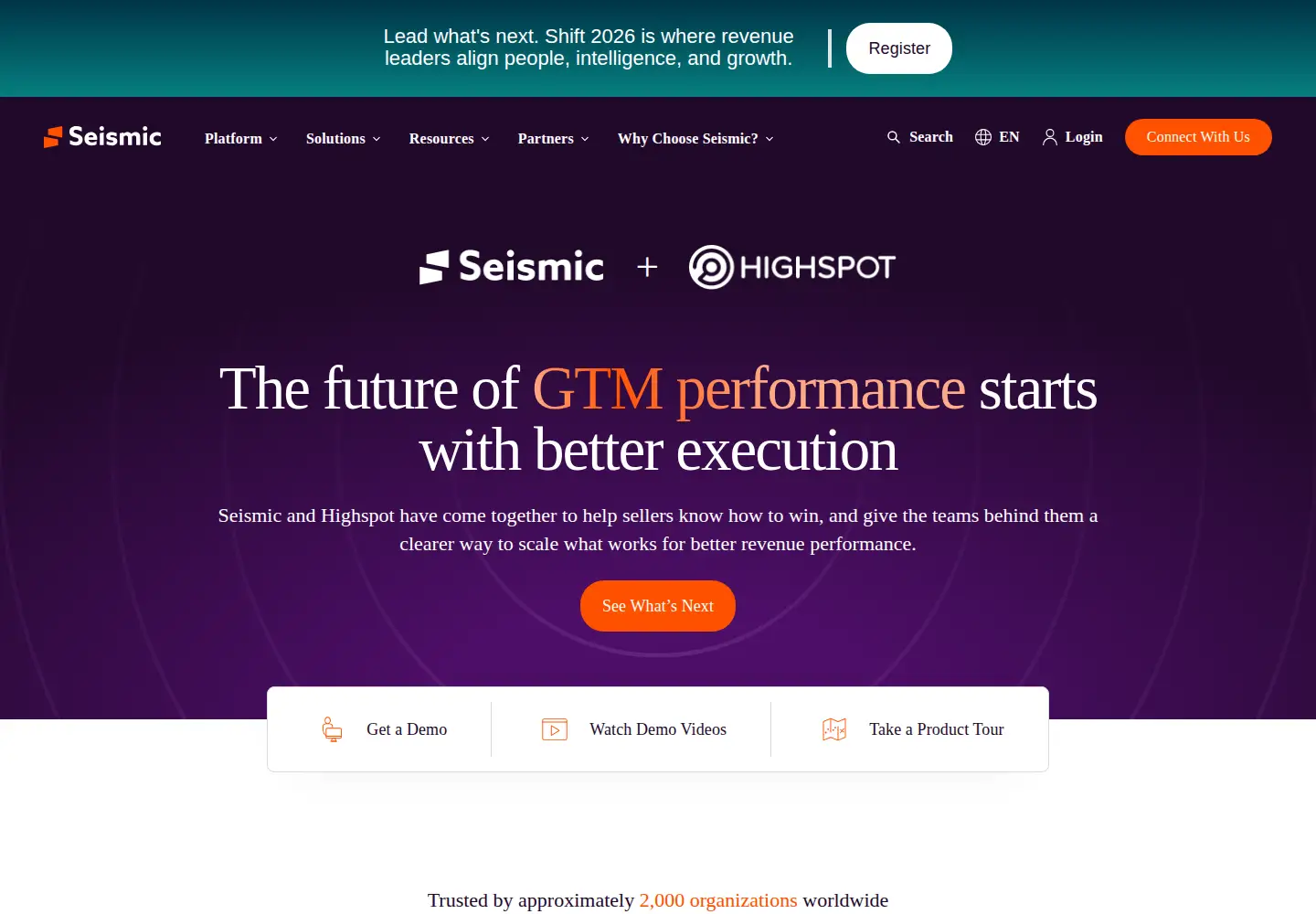 Captured homepage of seismic.com in the current scan