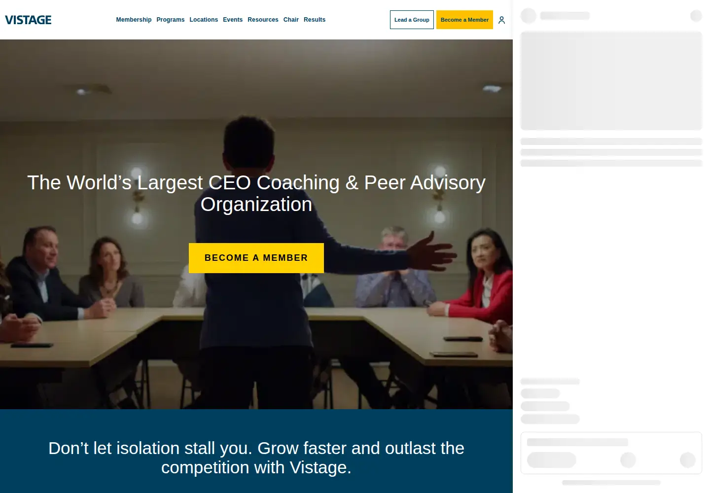 Screenshot of vistage.com