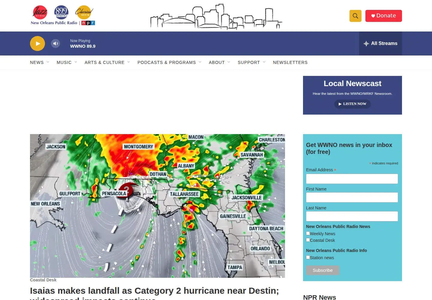 Screenshot of wwno.org
