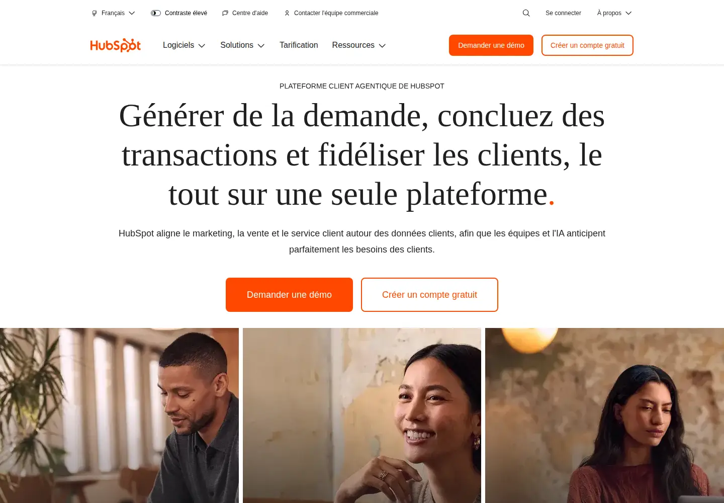 Captured homepage of hubspot.fr in the current scan