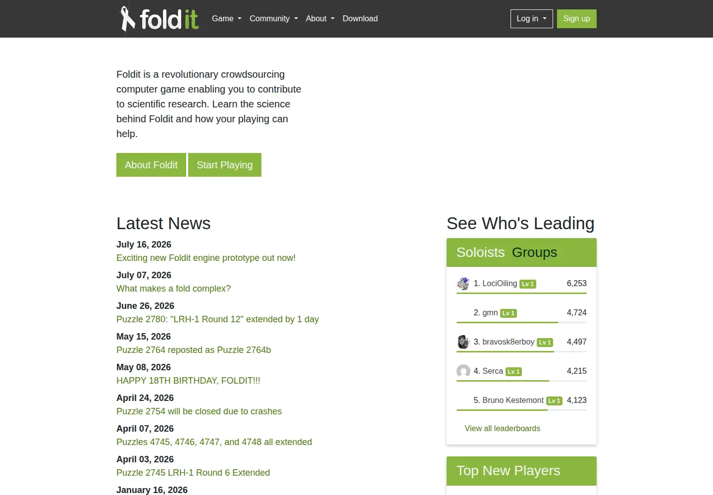Screenshot of fold.it
