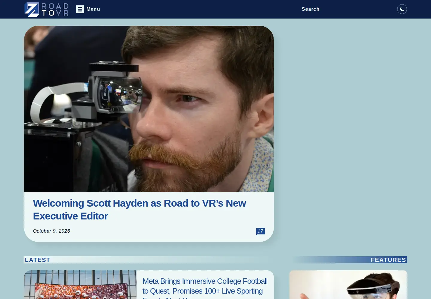 Screenshot of roadtovr.com