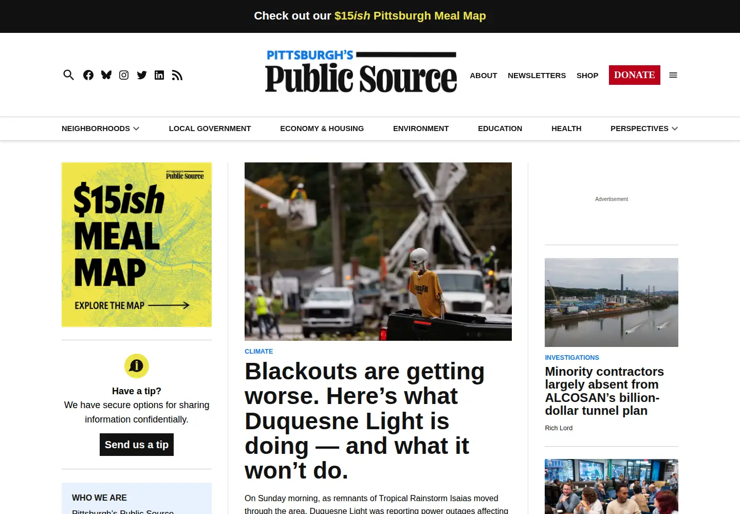 Captured homepage of publicsource.org in the current scan