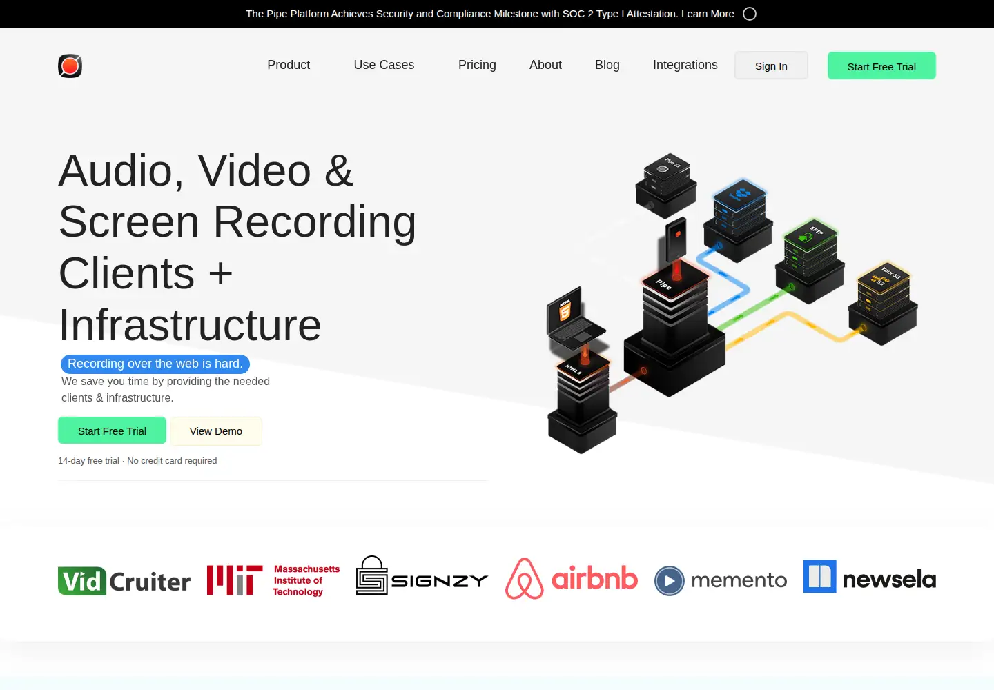 Screenshot of addpipe.com