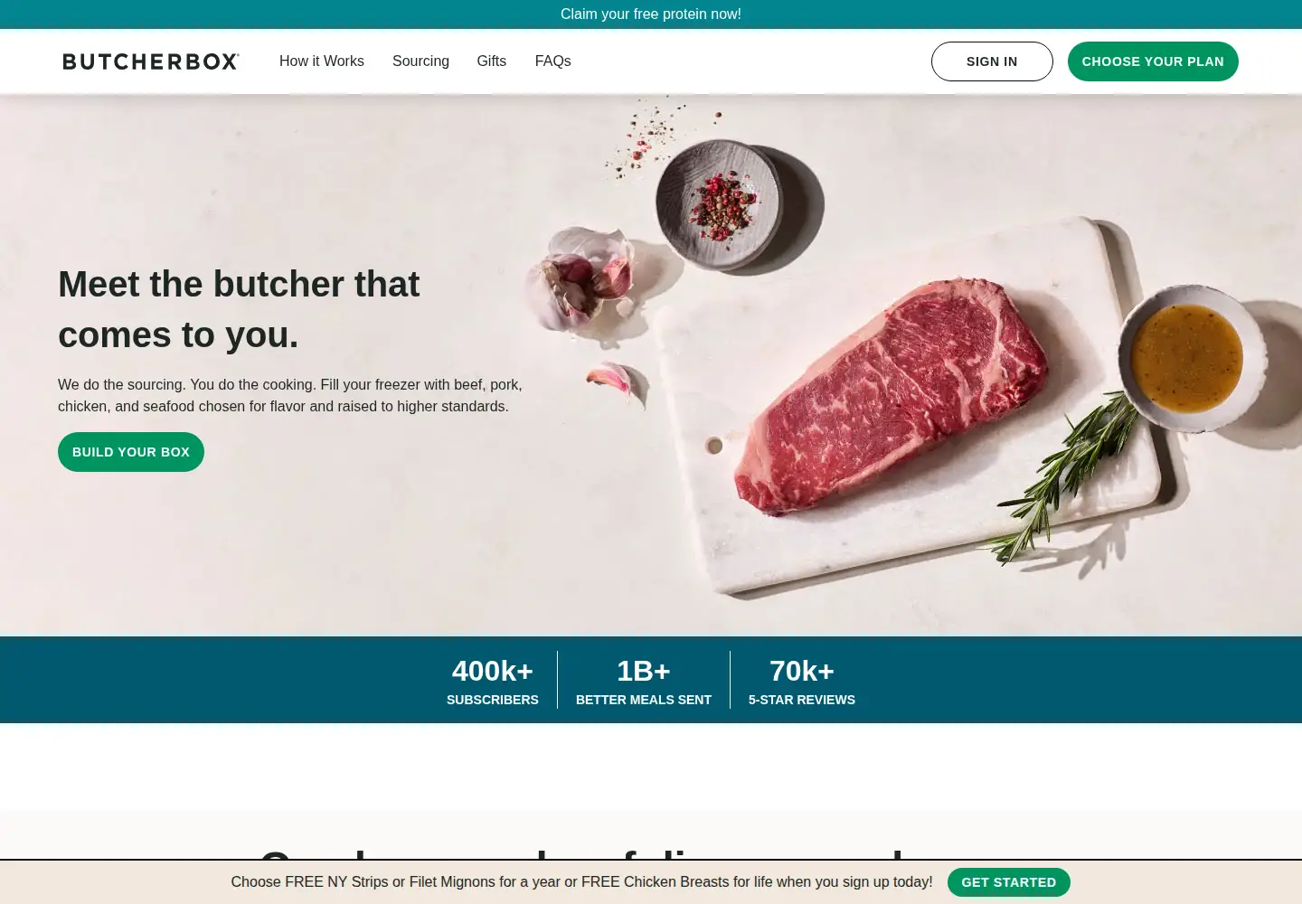 Captured homepage of butcherbox.com in the current scan