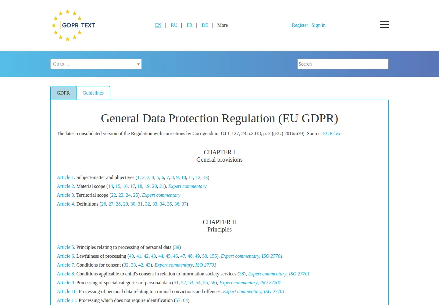 Screenshot of gdpr-text.com