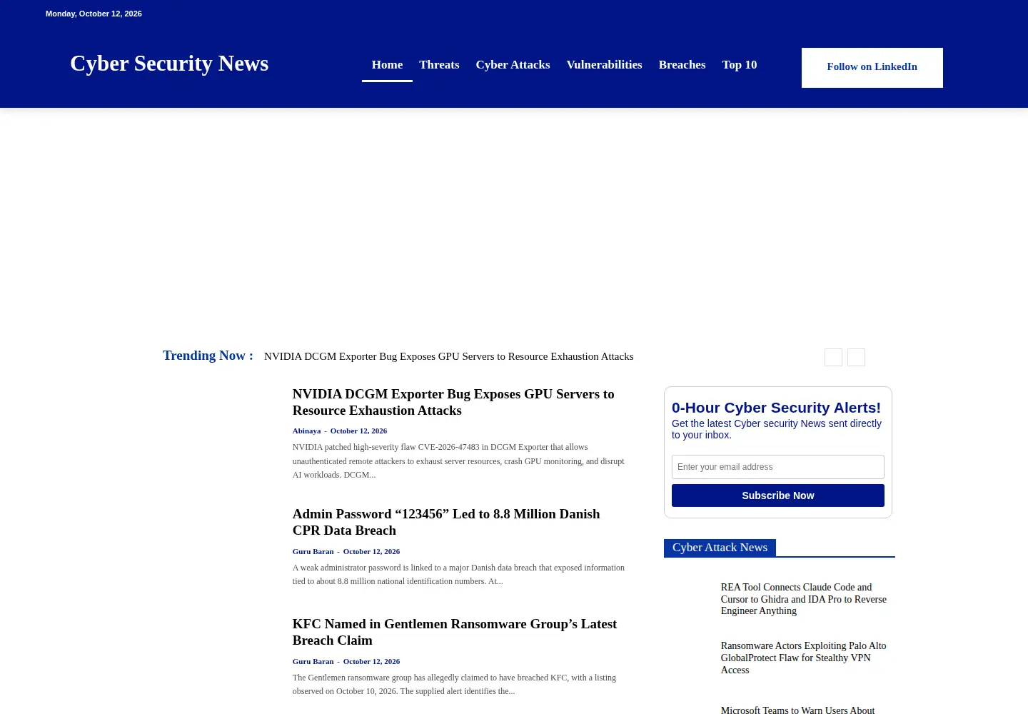 Screenshot of cybersecuritynews.com