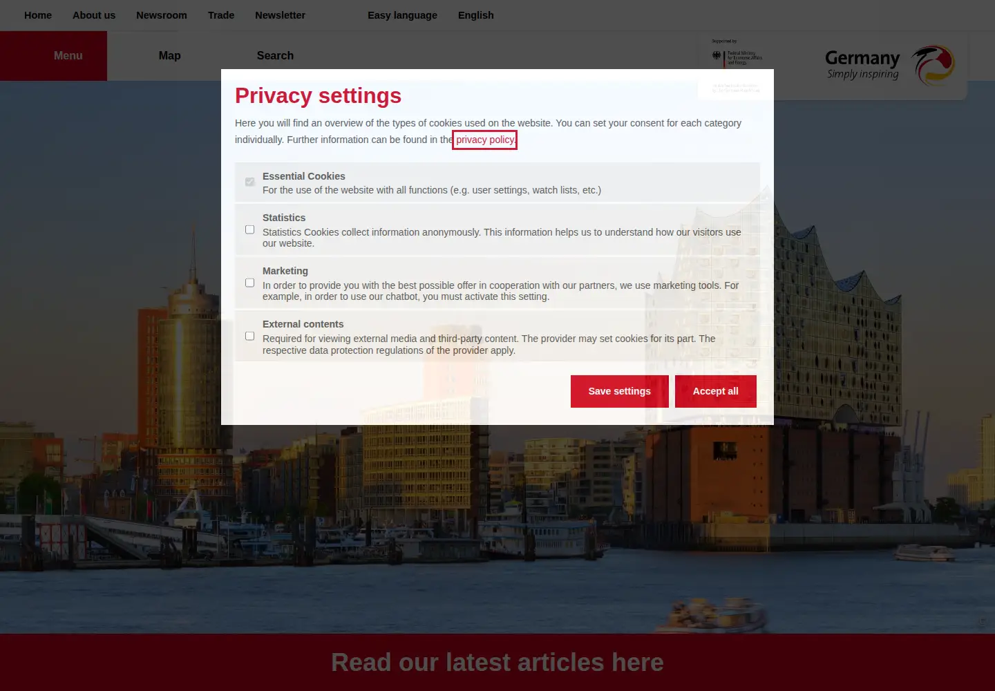 Screenshot of germany.travel
