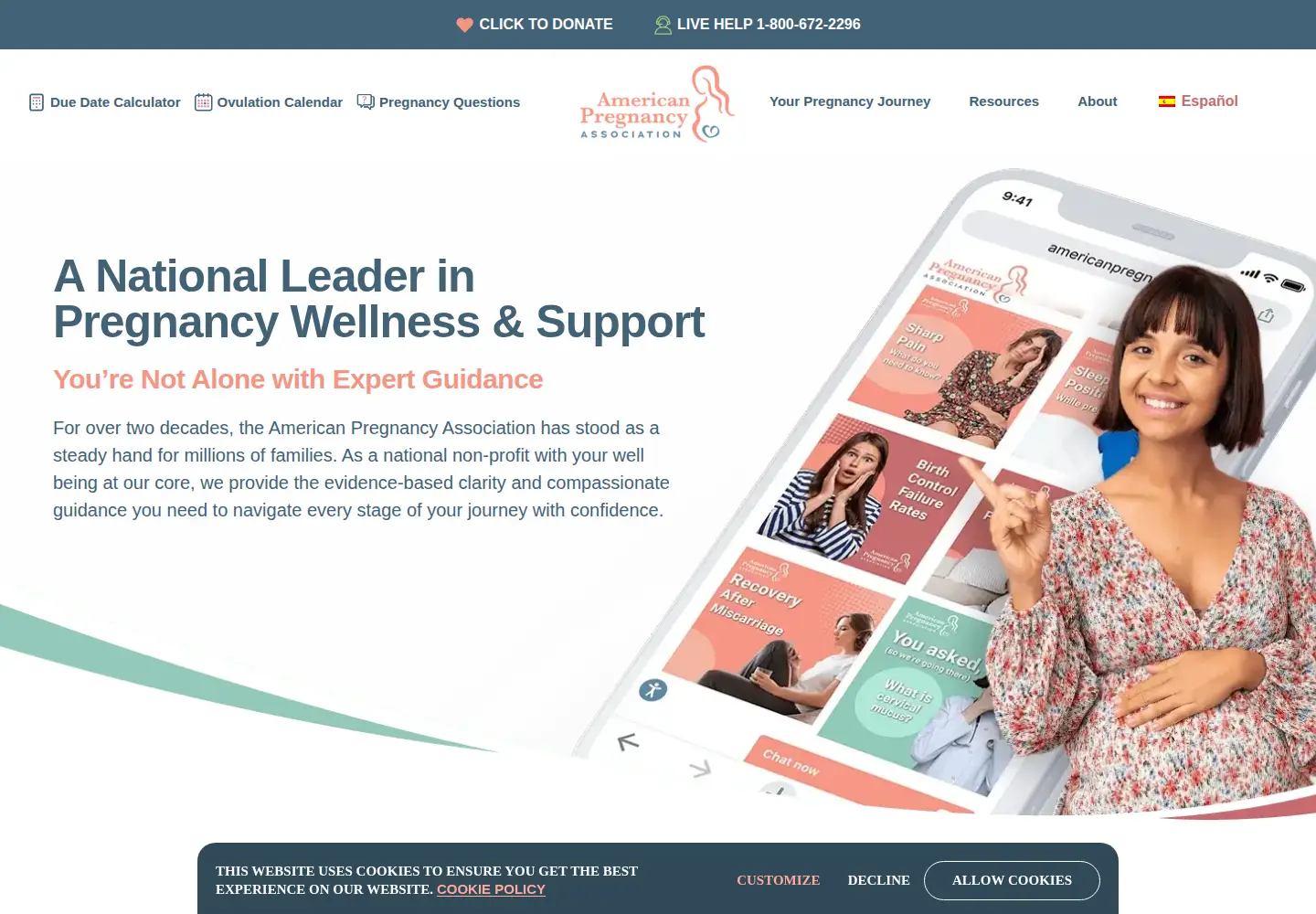 Screenshot of americanpregnancy.org