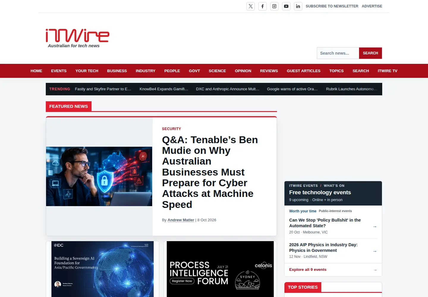 Captured homepage of itwire.com in the current scan