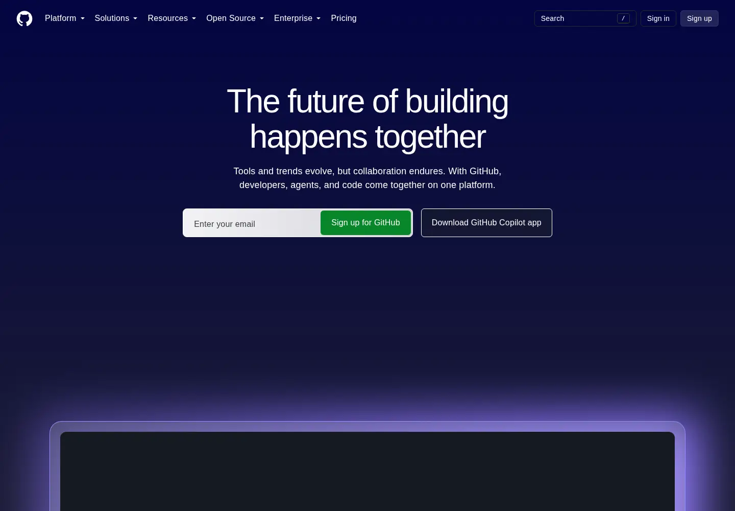 Screenshot of github.co