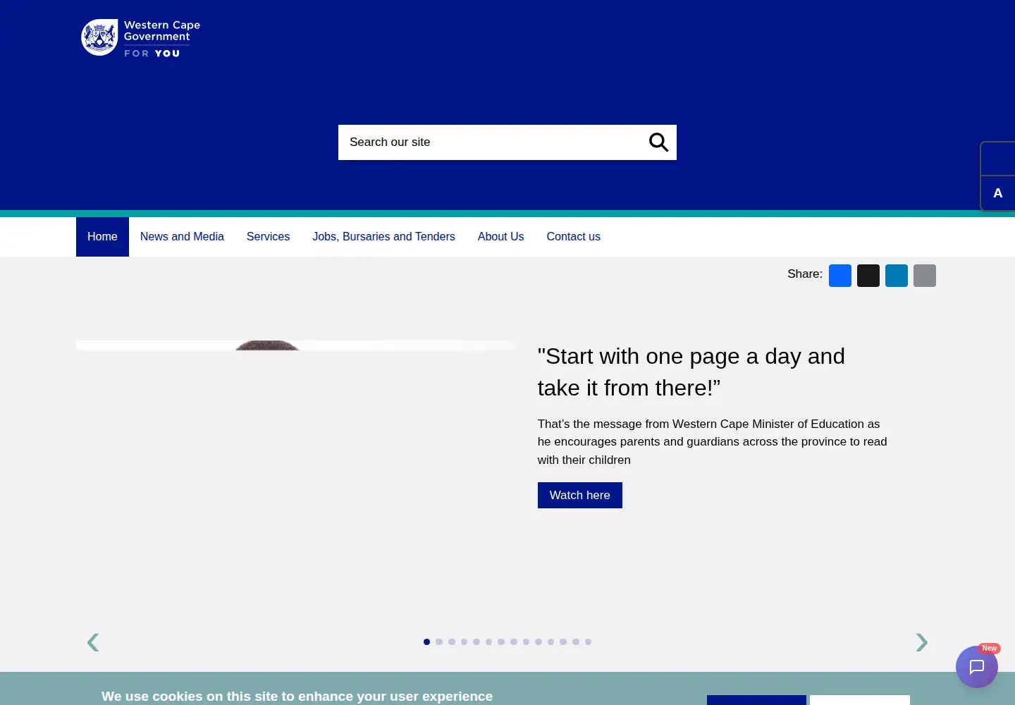 Captured homepage of westerncape.gov.za in the current scan