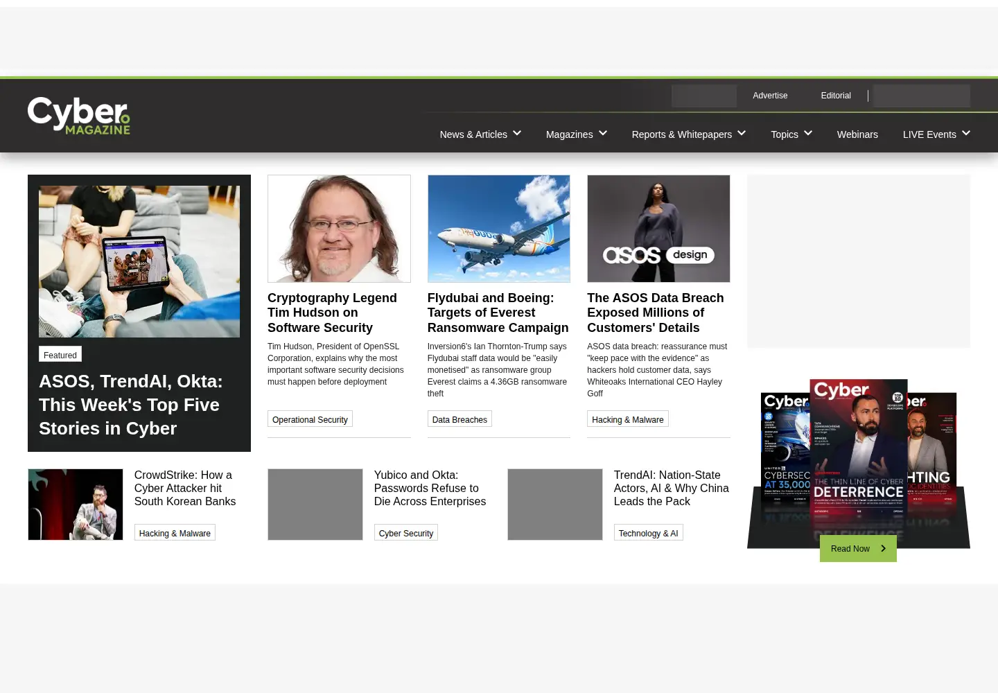 Screenshot of cybermagazine.com
