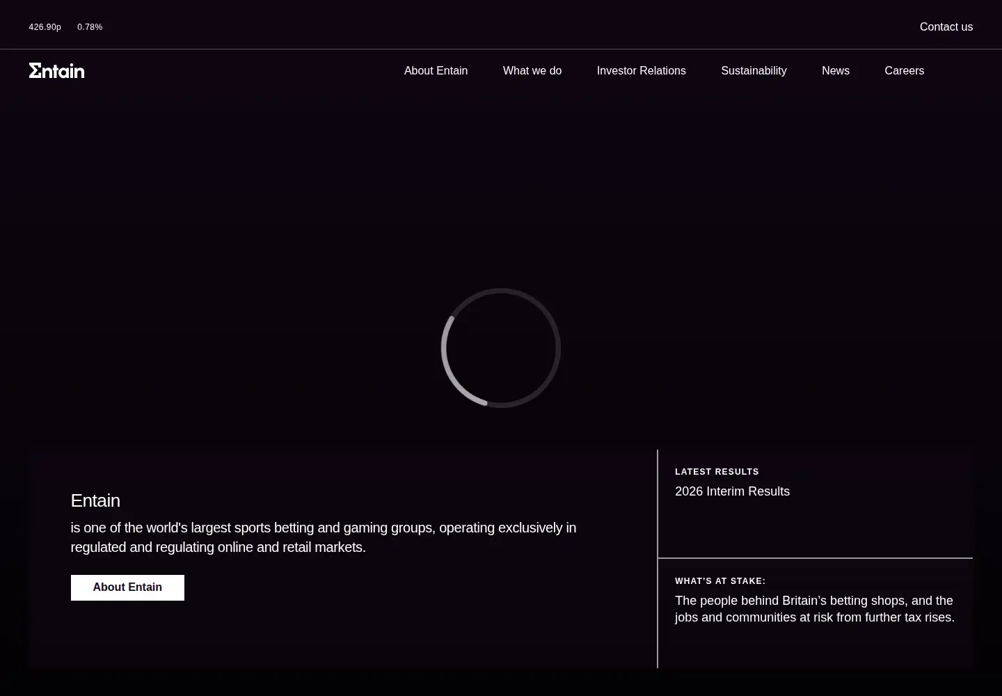 Captured homepage of entaingroup.com in the current scan