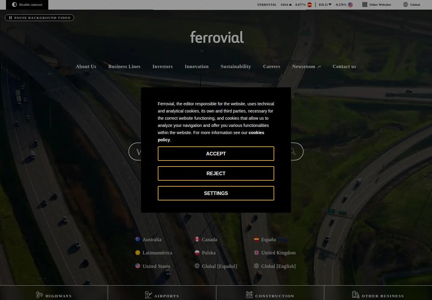 Screenshot of ferrovial.com