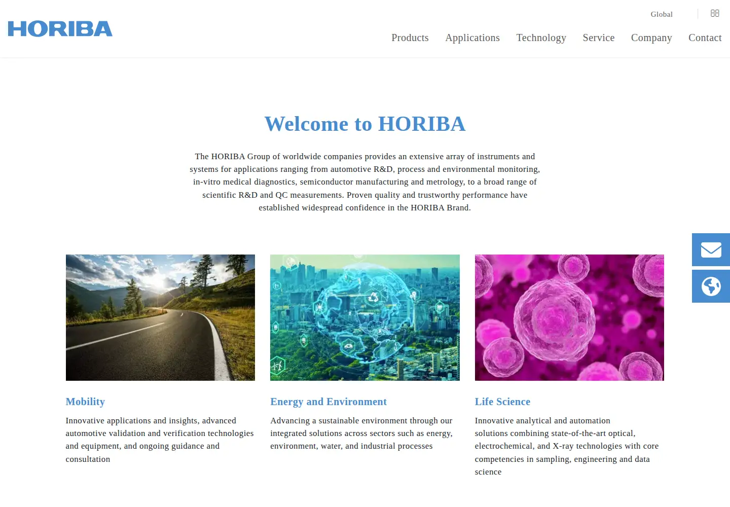 Captured homepage of horiba.com in the current scan