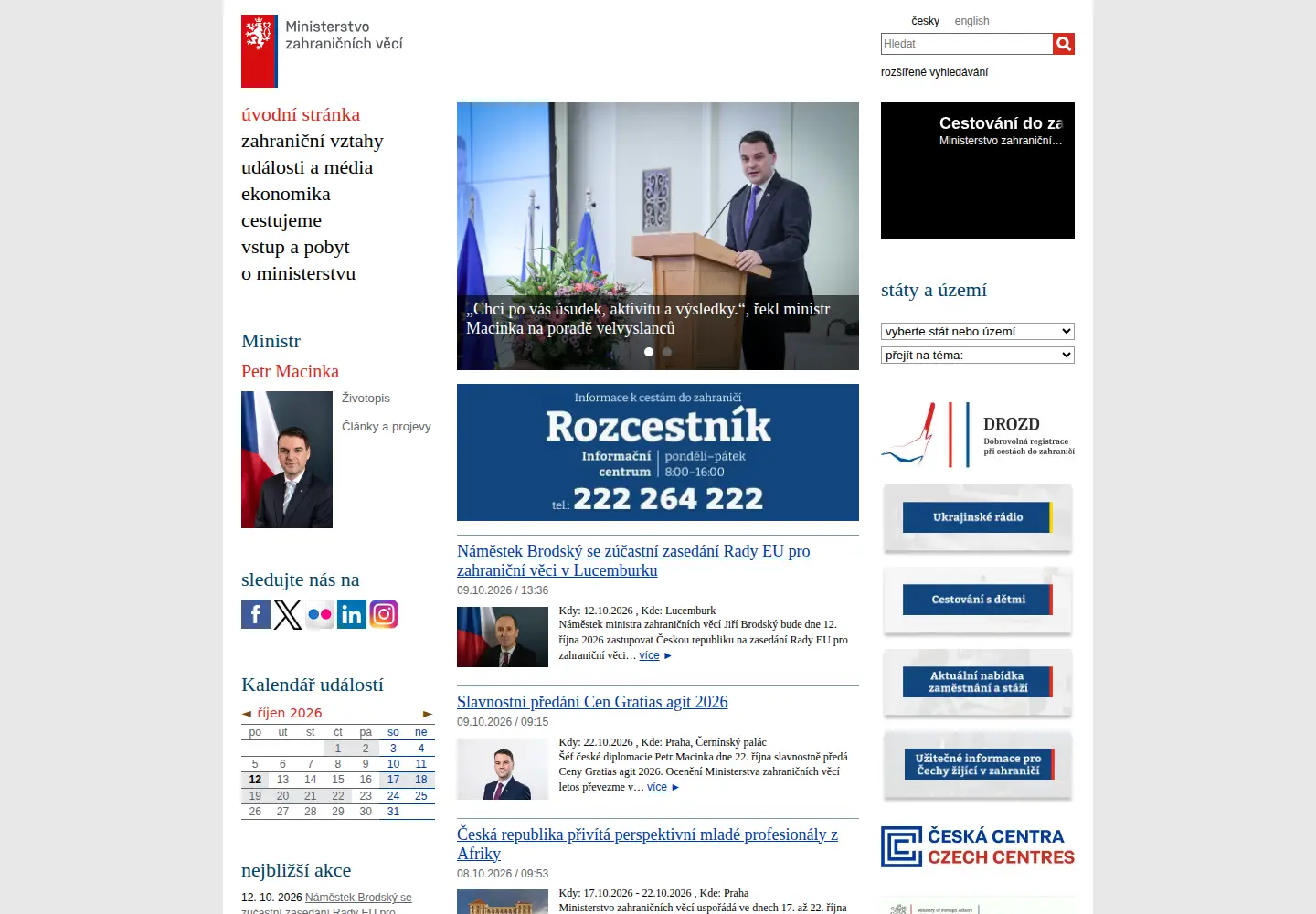 Screenshot of mzv.cz