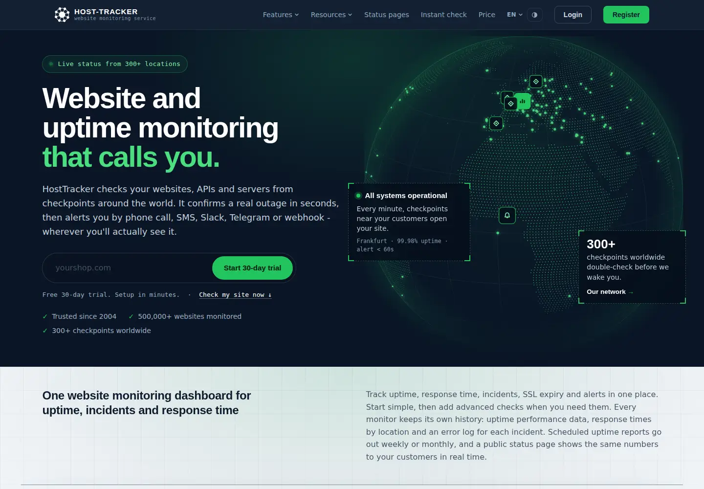 Screenshot of host-tracker.com
