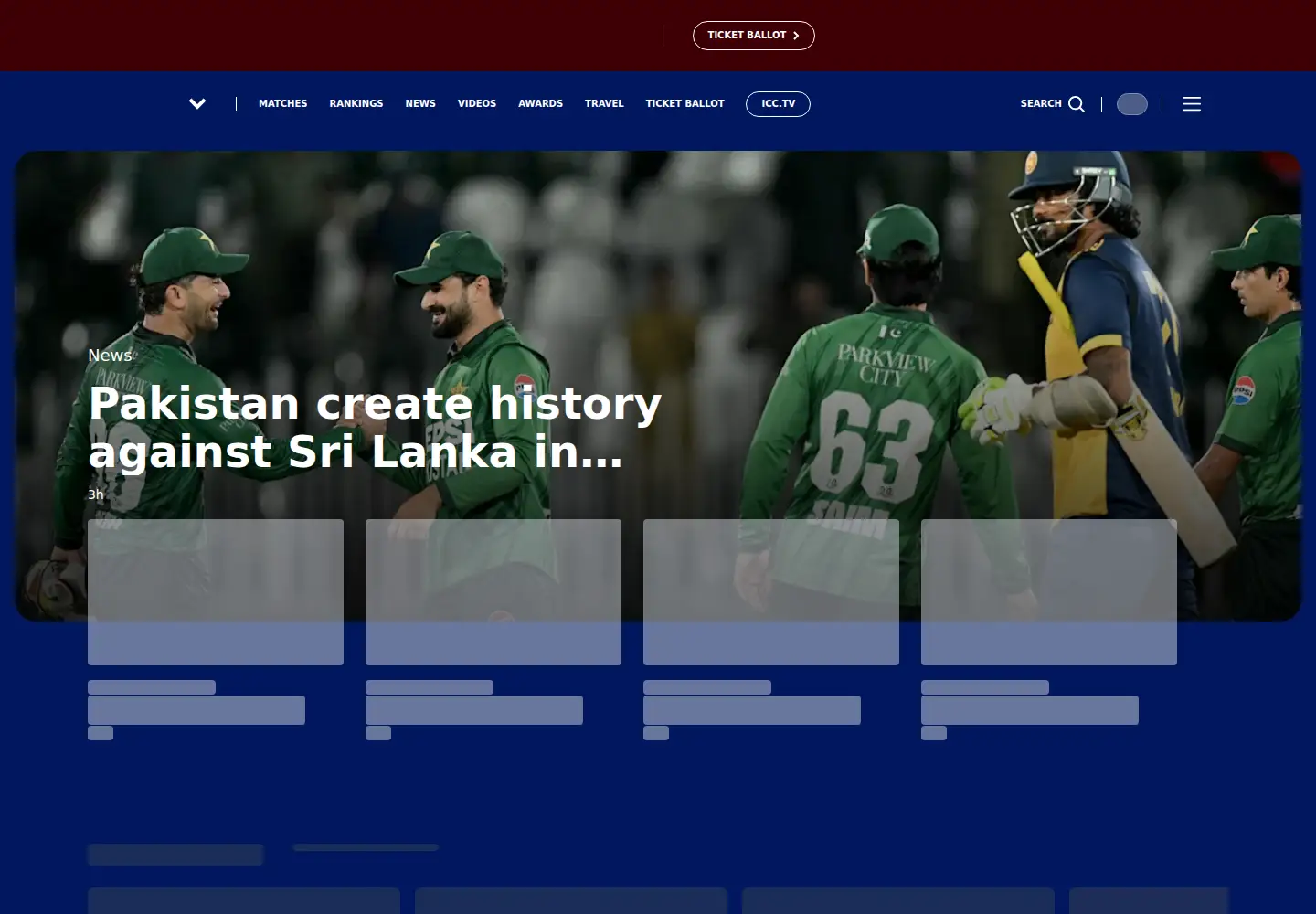 Captured homepage of icc-cricket.com in the current scan
