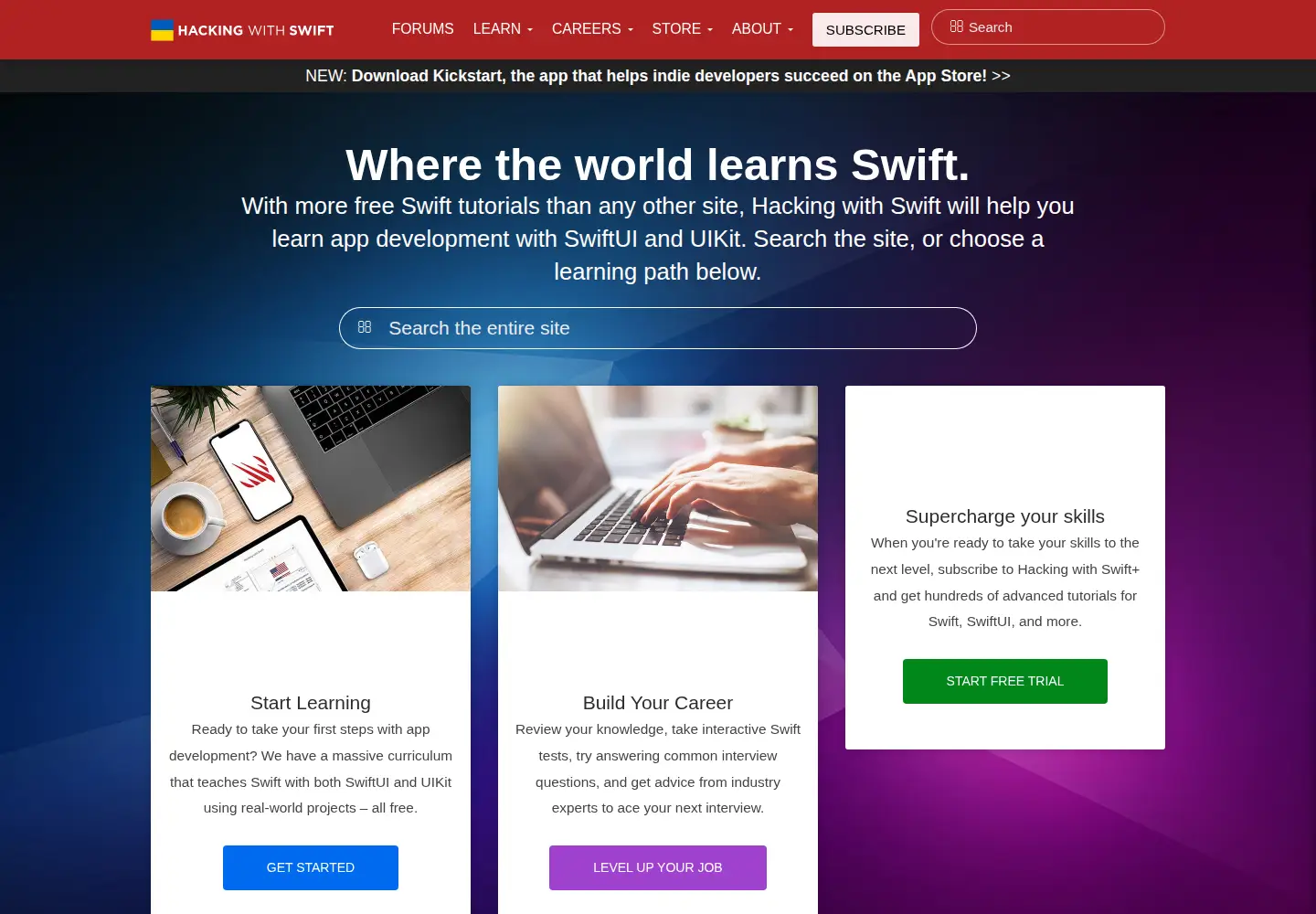 Captured homepage of hackingwithswift.com in the current scan