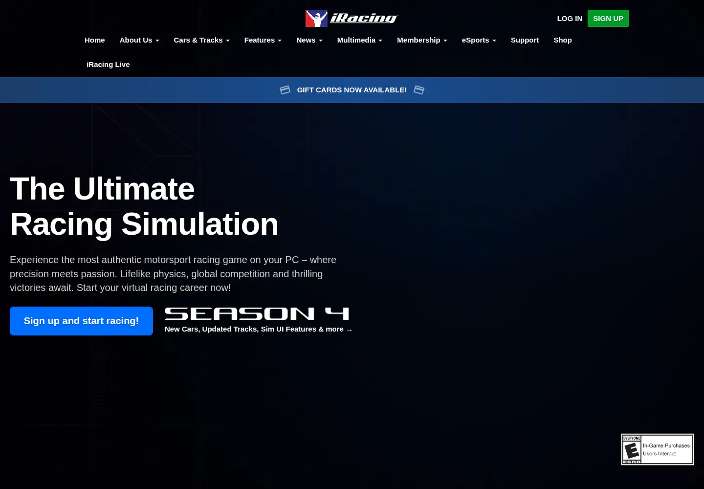 Screenshot of iracing.com