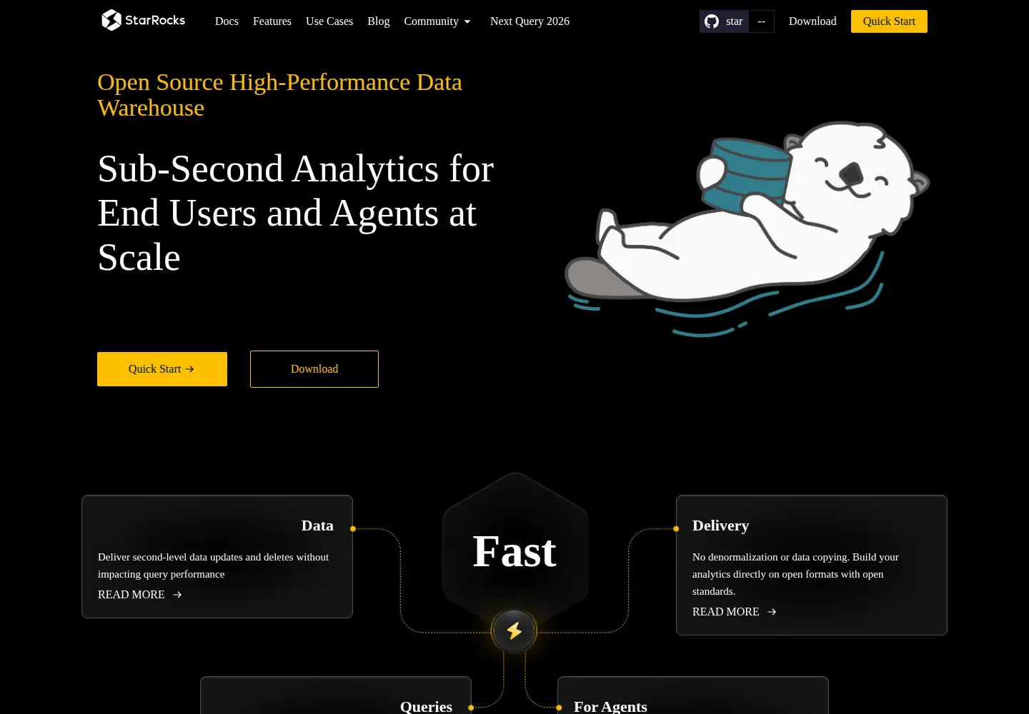 Captured homepage of starrocks.io in the current scan