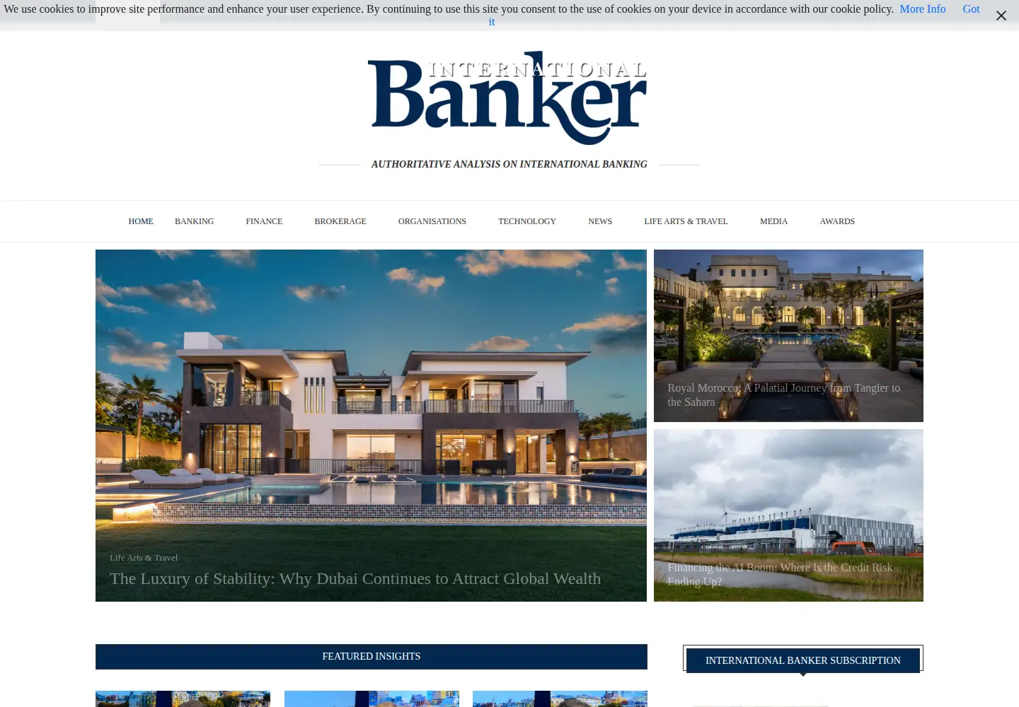Captured homepage of internationalbanker.com in the current scan