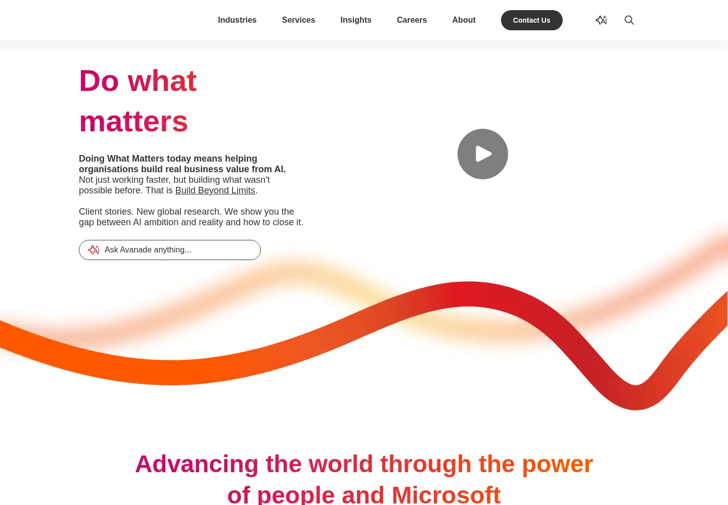 Captured homepage of avanade.com in the current scan
