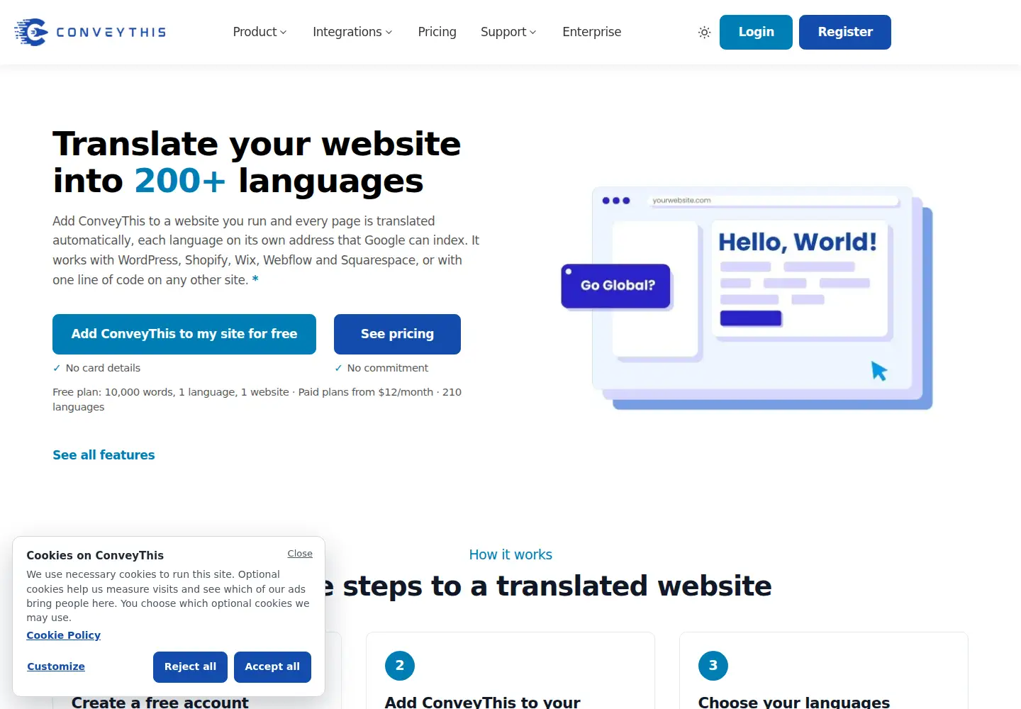 Captured homepage of conveythis.com in the current scan